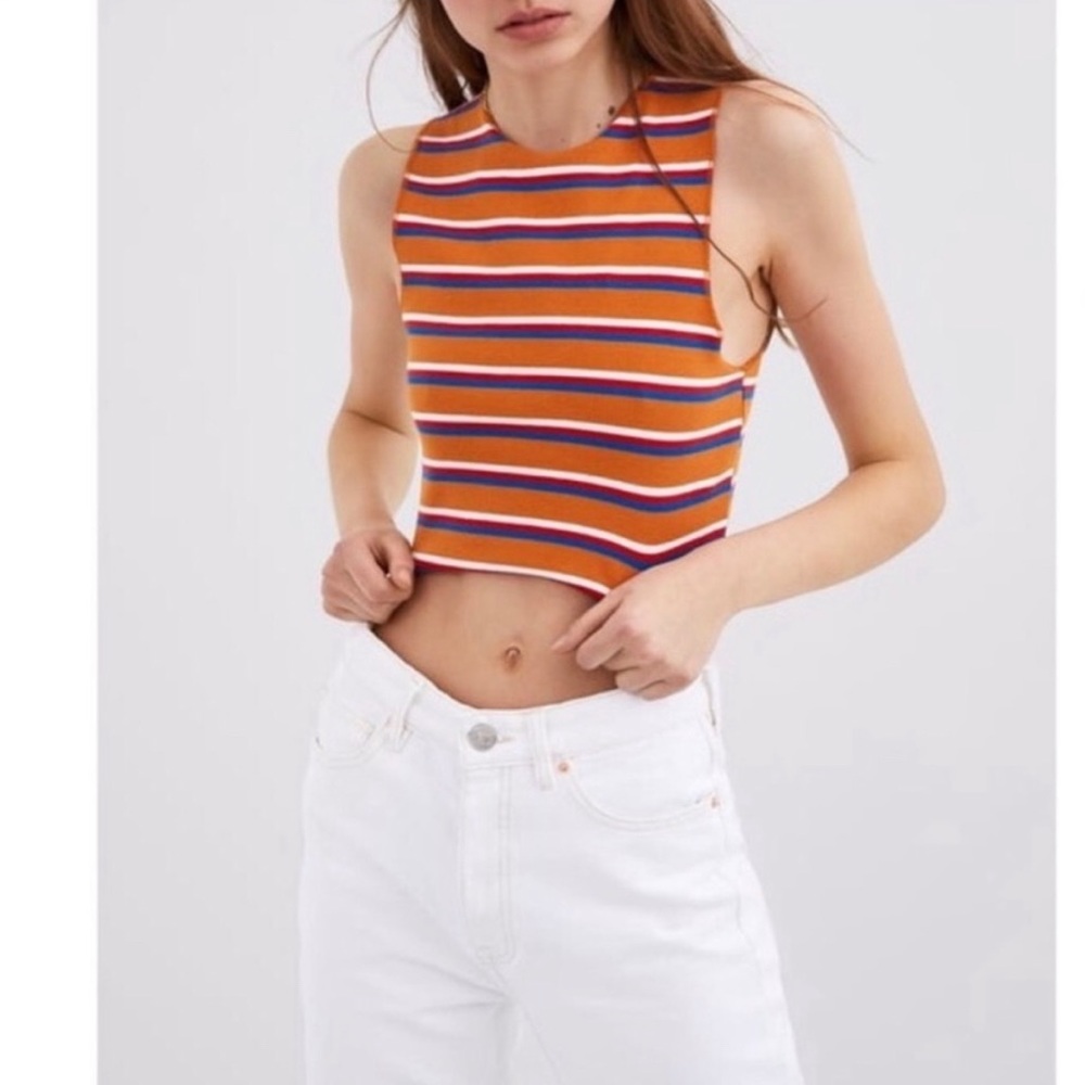 Zara Stripe Sleeveless Crop Top